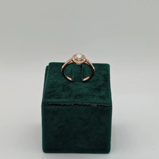 Anello Halo Oro Rosa 18kt