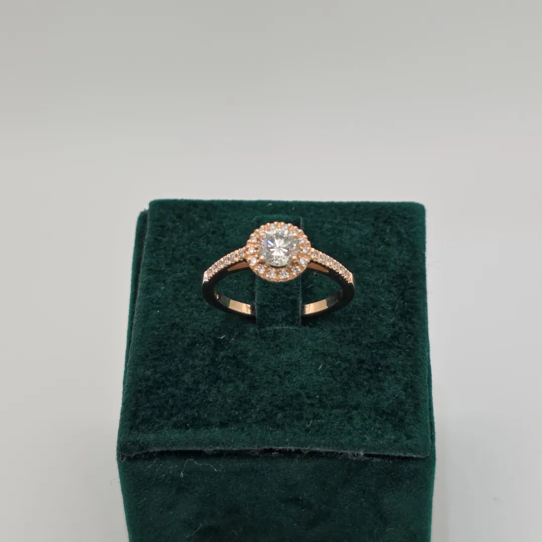 Anello Halo Oro Rosa 18kt