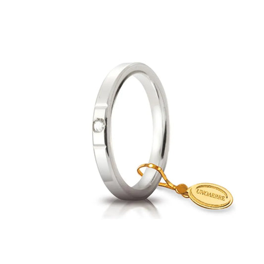 UNOAERRE - Fede Cerchi di Luce mm 2,5 in oro bianco con diamante