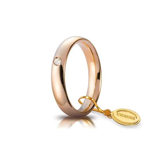 UNOAERRE - Fede Comoda mm 4,0 in oro rosa e diamante