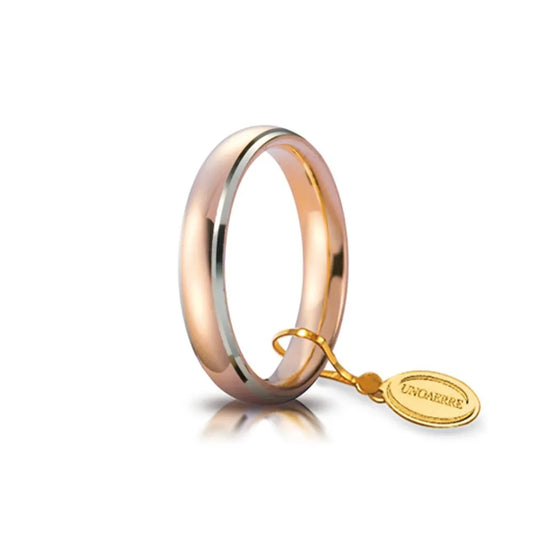 UNOAERRE - Fede Comoda mm 4,0 in oro rosa e bianco
