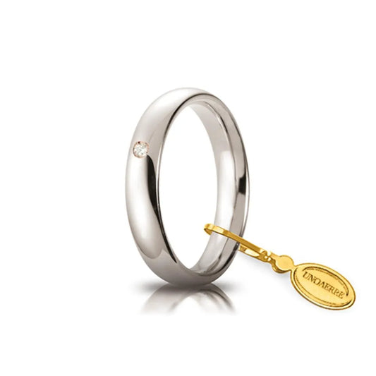 UNOAERRE - Fede Comoda mm 4,0 in oro bianco e diamante