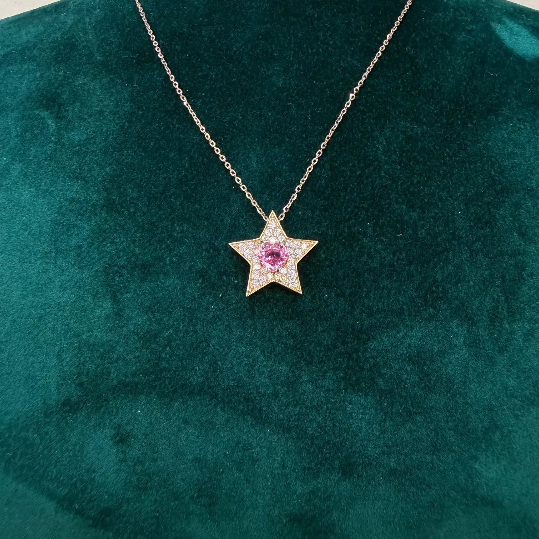 Collana Stella Cuore Rosa