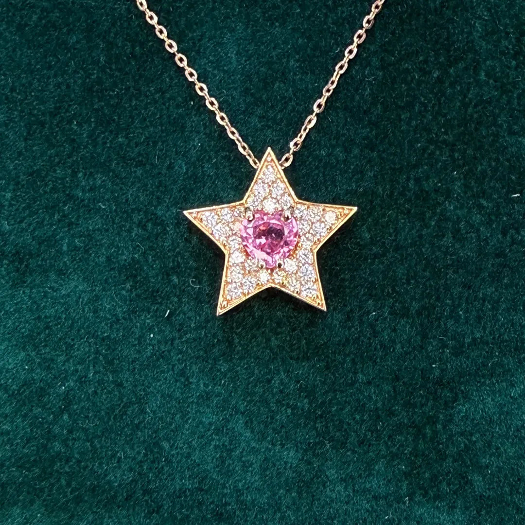 Collana Stella Cuore Rosa