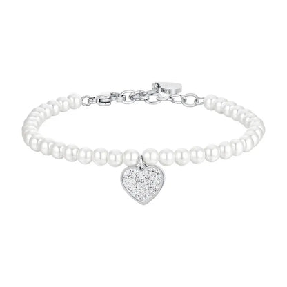 Luca Barra - BRACCIALE DONNA IN ACCIAIO CON PERLE E CUORE