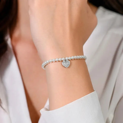 Luca Barra - BRACCIALE DONNA IN ACCIAIO CON PERLE E CUORE