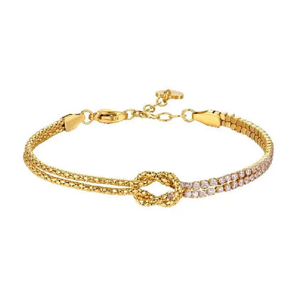 Luca Barra - BRACCIALE DONNA IN ACCIAIO IP GOLD CON NODO E ZIRCONI ROSA