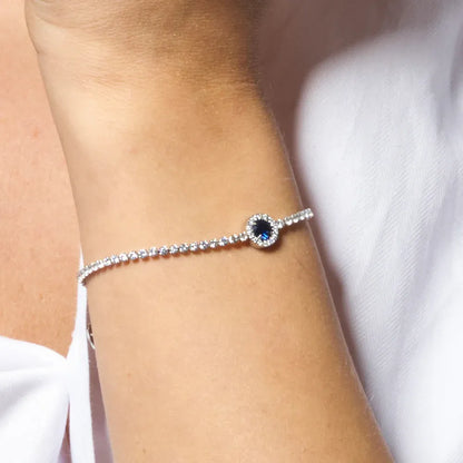 Luca Barra - BRACCIALE TENNIS DONNA IN ACCIAIO CON ELEMENTO CON ZIRCONI BLU E BIANCHI