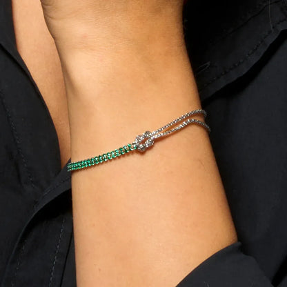 Luca Barra - BRACCIALE DONNA IN ACCIAIO CON NODO E ZIRCONI VERDI