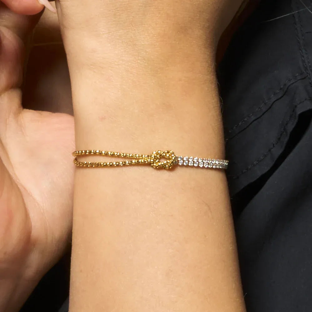 Luca Barra - BRACCIALE DONNA IN ACCIAIO IP GOLD CON NODO E ZIRCONI BIANCHI