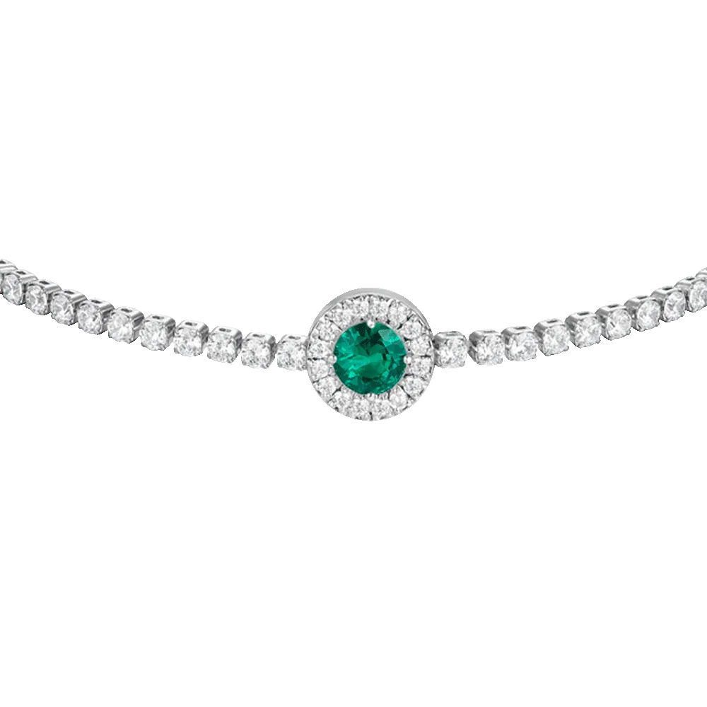 Luca Barra - BRACCIALE TENNIS DONNA IN ACCIAIO CON ELEMENTO CON ZIRCONI VERDI E BIANCHI