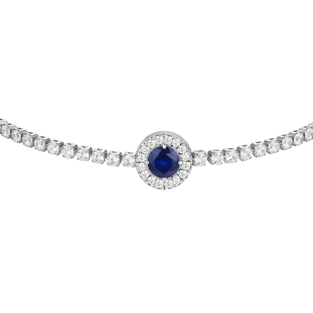 Luca Barra - BRACCIALE TENNIS DONNA IN ACCIAIO CON ELEMENTO CON ZIRCONI BLU E BIANCHI