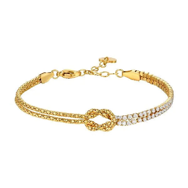 Luca Barra - BRACCIALE DONNA IN ACCIAIO IP GOLD CON NODO E ZIRCONI BIANCHI