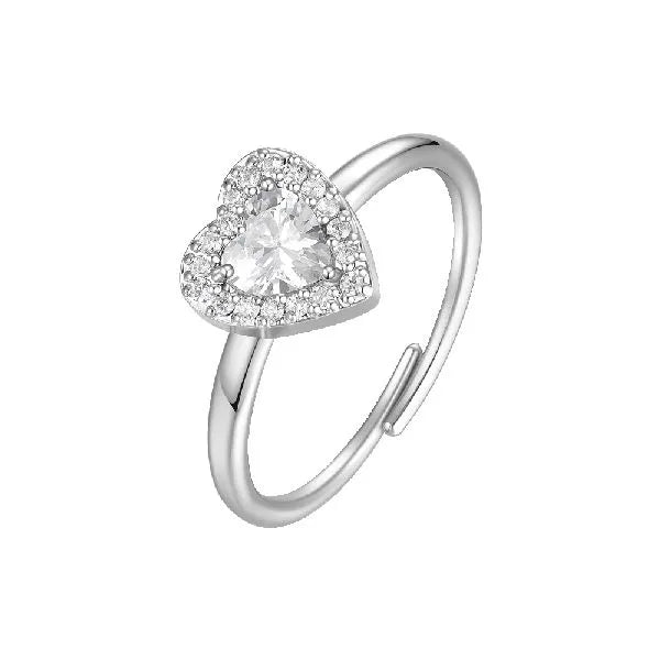 Luca Barra - ANELLO DONNA IN ACCIAIO A CUORE CON ZIRCONI BIANCHI