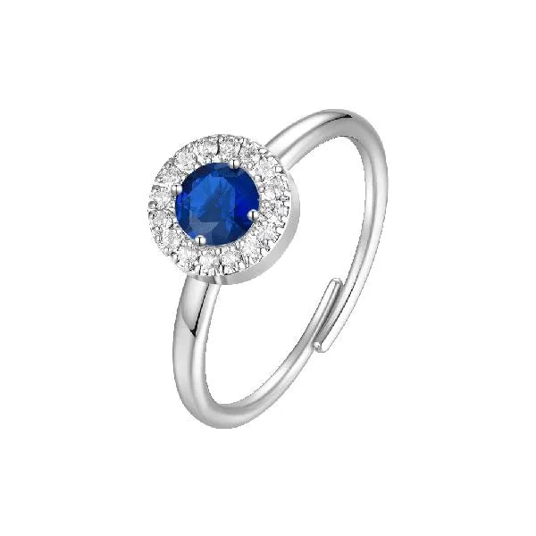 Luca Barra - ANELLO DONNA IN ACCIAIO CON ELEMENTO CON ZIRCONI BLU E BIANCHI