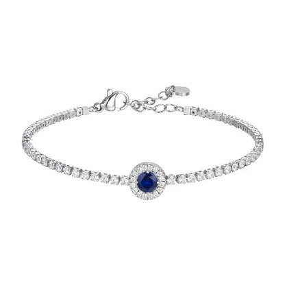 Luca Barra - BRACCIALE TENNIS DONNA IN ACCIAIO CON ELEMENTO CON ZIRCONI BLU E BIANCHI