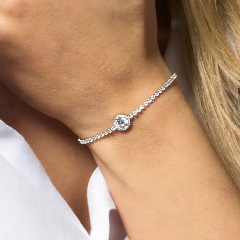 Luca Barra - BRACCIALE TENNIS DONNA IN ACCIAIO CON ELEMENTO CON ZIRCONI BIANCHI