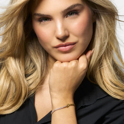 Luca Barra - BRACCIALE DONNA IN ACCIAIO IP GOLD CON NODO E ZIRCONI ROSA